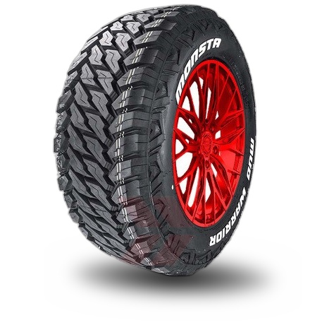Monsta Mud Warrior Mt Owl Outlined White Letters tyre